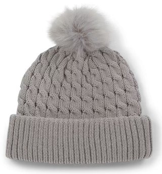 Titleist Cable Knit Pom Pom Damen Wintermütze, grau