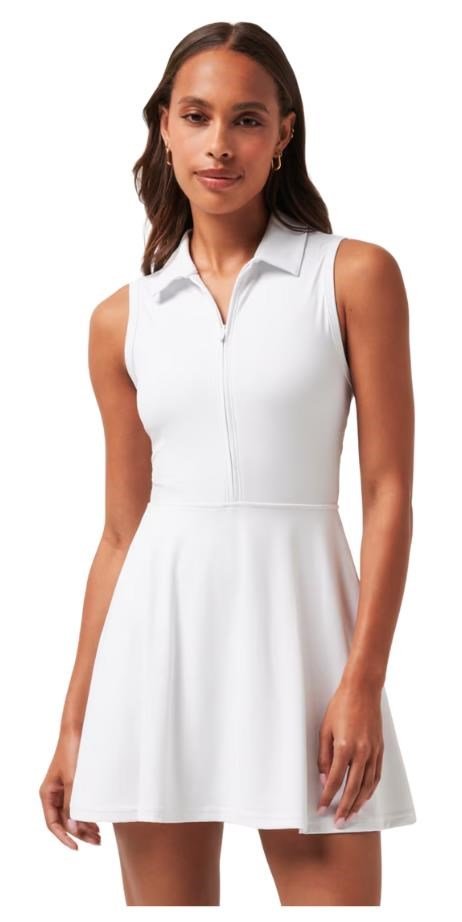 Travis Mathew Moveknit Sleeveless Polo Golfkleid, weiss
