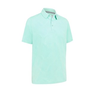Callaway Warped Gingham Print Herren Poloshirt, neptune green