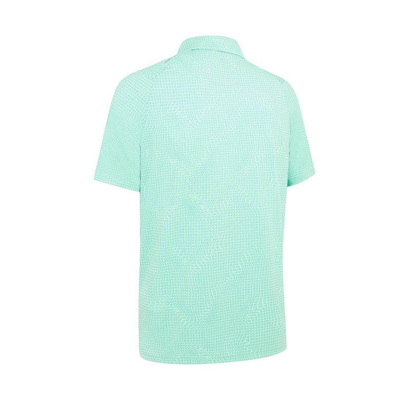 Callaway Warped Gingham Print Herren Poloshirt, neptune green