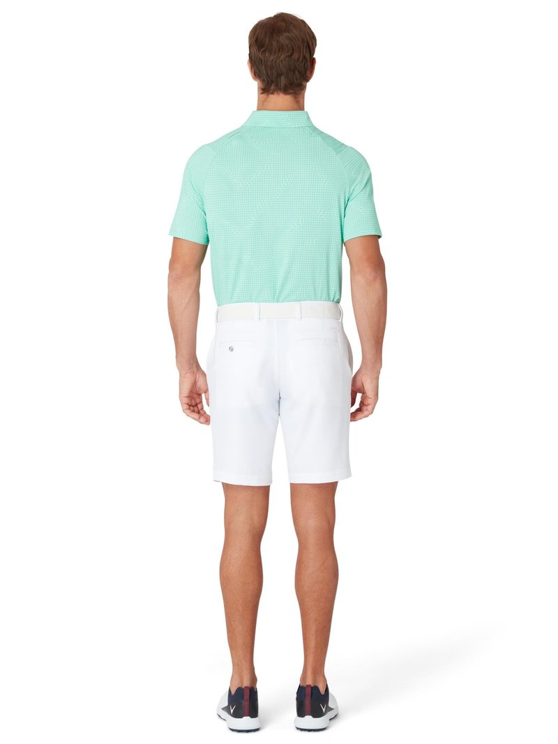 Callaway Warped Gingham Print Herren Poloshirt, neptune green