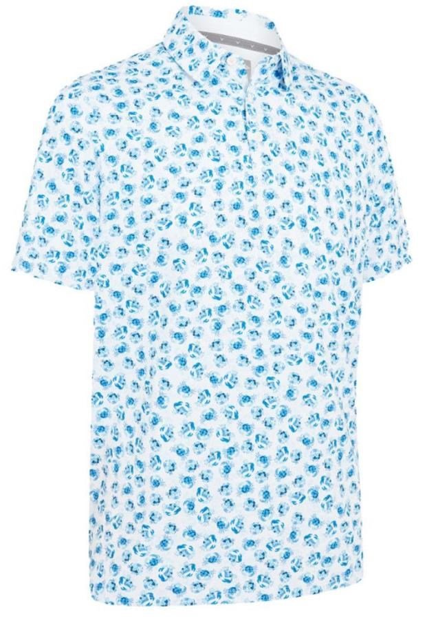 Callaway Crab Novelty Print Herren Poloshirt, weiss