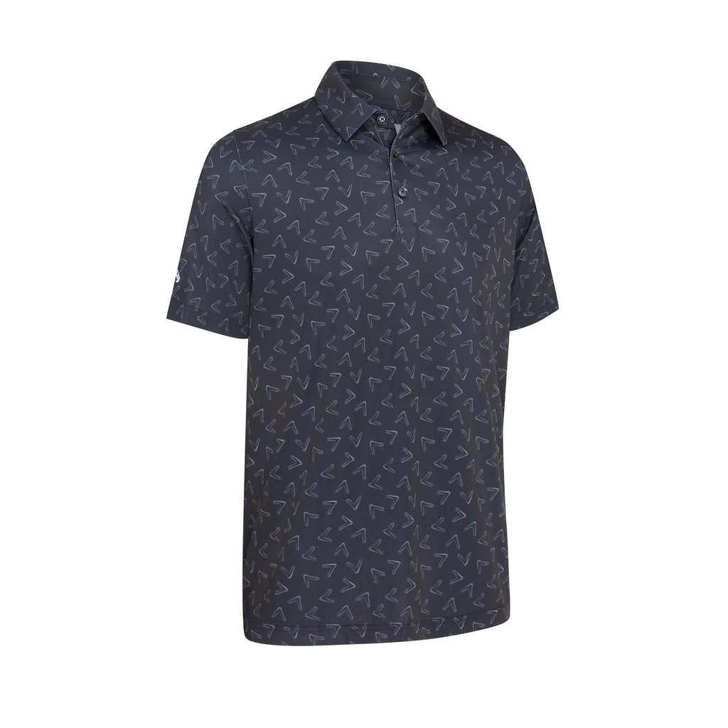 Callaway All-Over Large Chev Printed Herren Poloshirt, schwarz