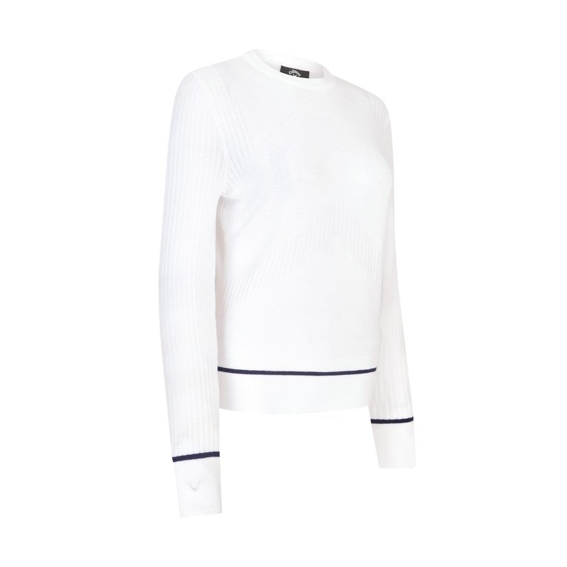 Callaway Chev Sweater with Tipping Damen Pullover, weiss