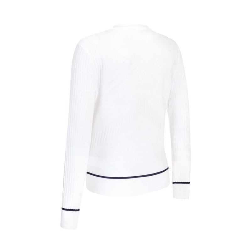 Callaway Chev Sweater with Tipping Damen Pullover, weiss