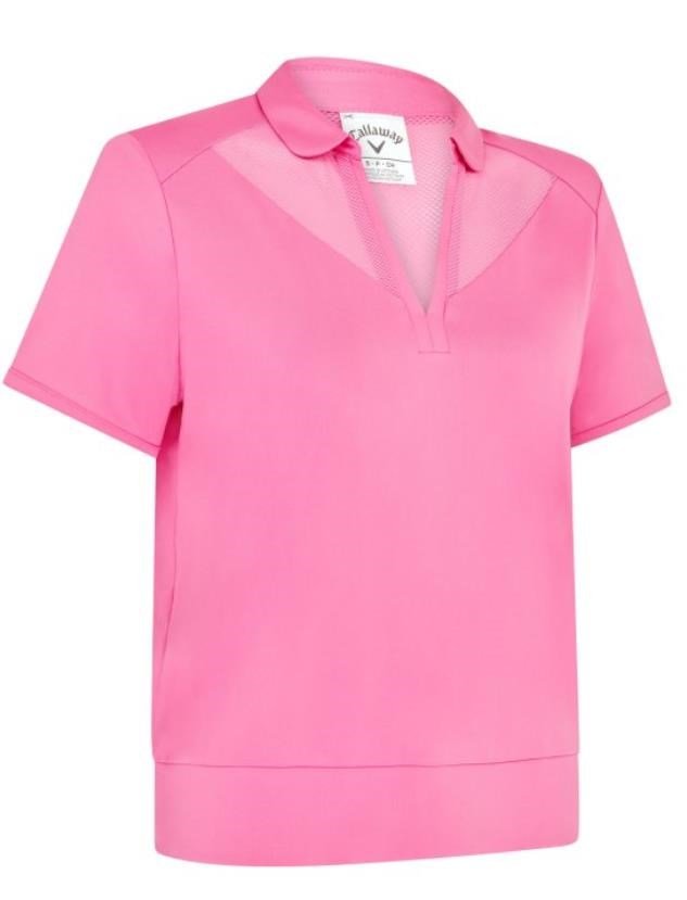 Callaway Waist Length Mesh Detail Short Sleeve Damen Poloshirt, cheeky pink