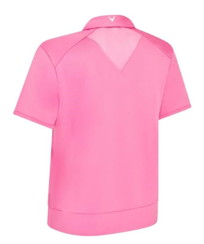 Callaway Waist Length Mesh Detail Short Sleeve Damen Poloshirt, cheeky pink
