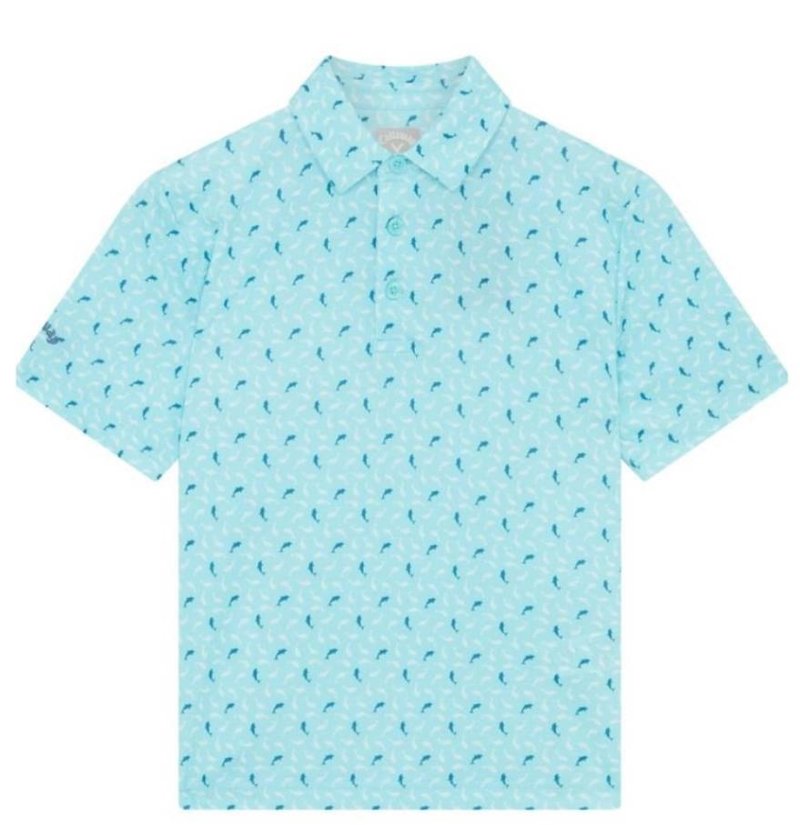 Callaway Dolphin Print Junior Poloshirt, blue radiance