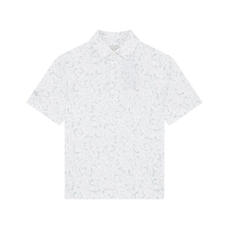 Callaway Floral Print Junior Poloshirt, weiss