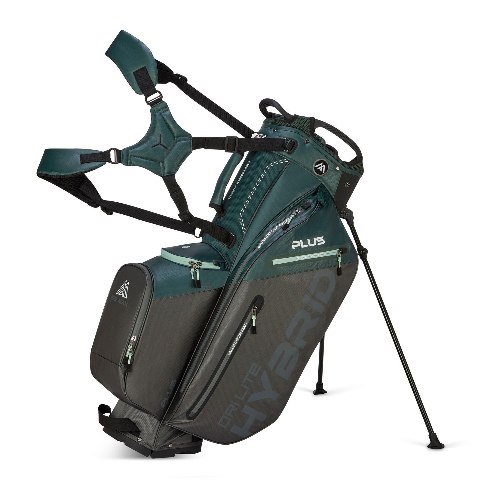 Big Max Dri Lite Hybrid Plus Standbag, forest green/charcoal