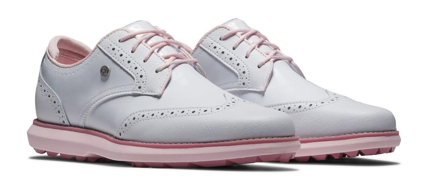 FootJoy Traditions Spikeless Damen Golfschuhe, weiss/rosa