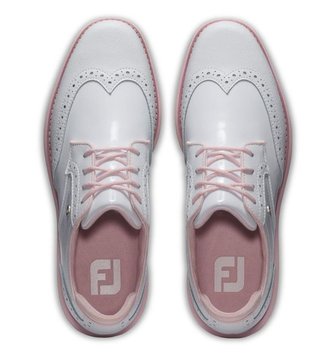 FootJoy Traditions Spikeless Damen Golfschuhe, weiss/rosa