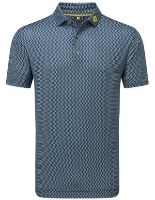 FootJoy Wiggle Print Lisle Herren Poloshirt, dunkelblau/grau/weiss