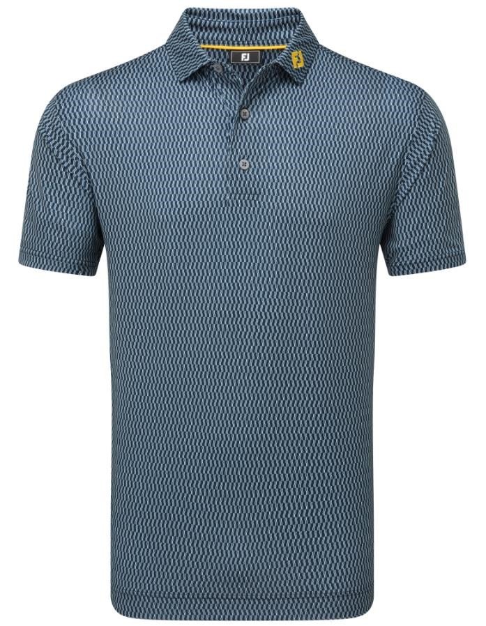 FootJoy Wiggle Print Lisle Herren Poloshirt, dunkelblau/grau/weiss
