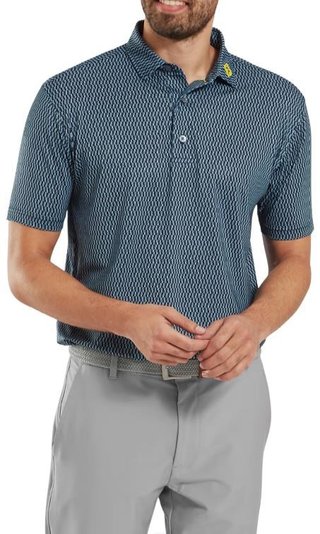 FootJoy Wiggle Print Lisle Herren Poloshirt, dunkelblau/grau/weiss