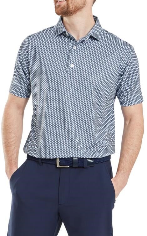 FootJoy Houndstooth Geo Lisle Herren Poloshirt, dunkelblau