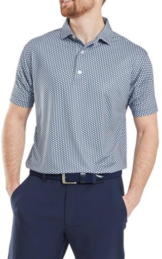 FootJoy Houndstooth Geo Lisle Herren Poloshirt, dunkelblau