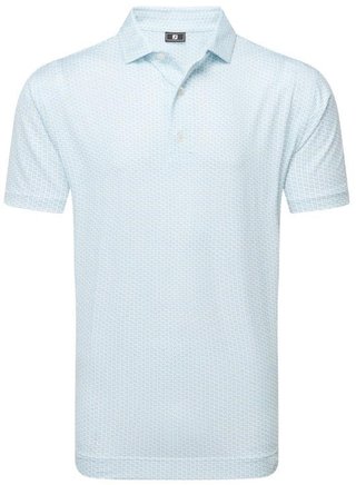 FootJoy Houndstooth Geo Lisle Herren Poloshirt, weiss/blau