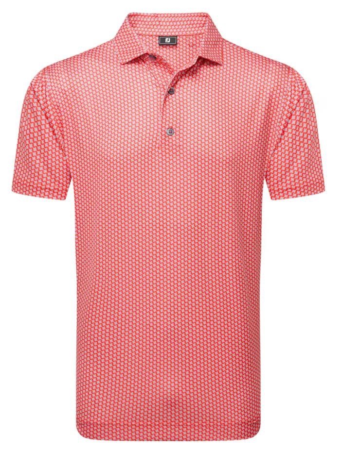 FootJoy Houndstooth Geo Lisle Herren Poloshirt, hibiscus