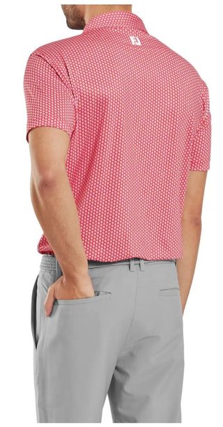 FootJoy Houndstooth Geo Lisle Herren Poloshirt, hibiscus