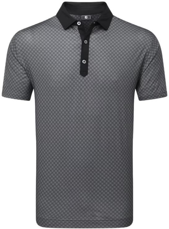 FootJoy Checker Print Lisle Herren Poloshirt, schwarz/weiss