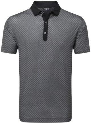 FootJoy Checker Print Lisle Herren Poloshirt, schwarz/weiss
