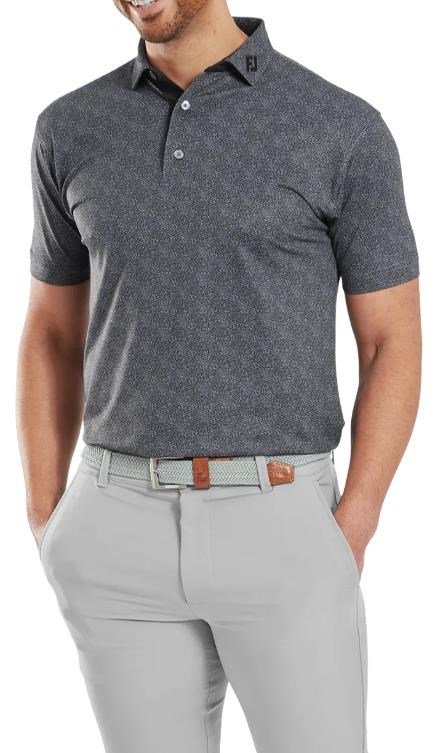 FootJoy Speckle Print Pique Herren Poloshirt, schwarz