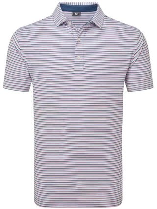 FootJoy Balance Stripe Lisle Herren Poloshirt, blau/weiss/rosa