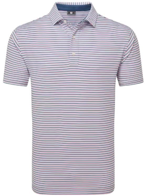 FootJoy Balance Stripe Lisle Herren Poloshirt, blau/weiss/rosa