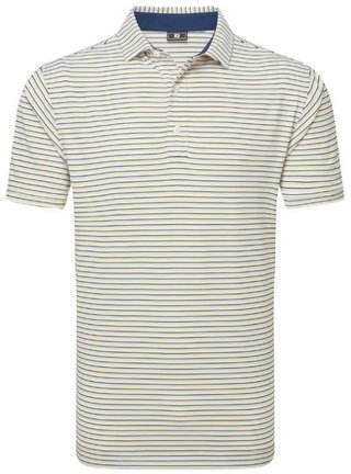 FootJoy Balance Stripe Lisle Herren Poloshirt, white/navy/grey/taxi