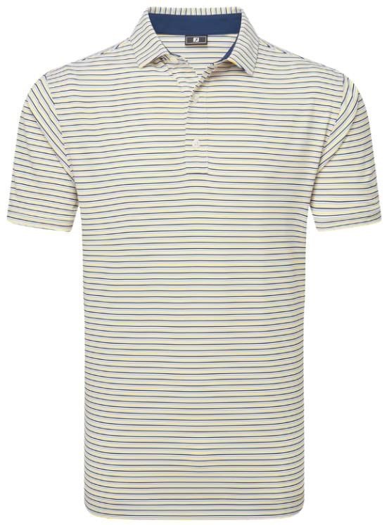 FootJoy Balance Stripe Lisle Herren Poloshirt, white/navy/grey/taxi