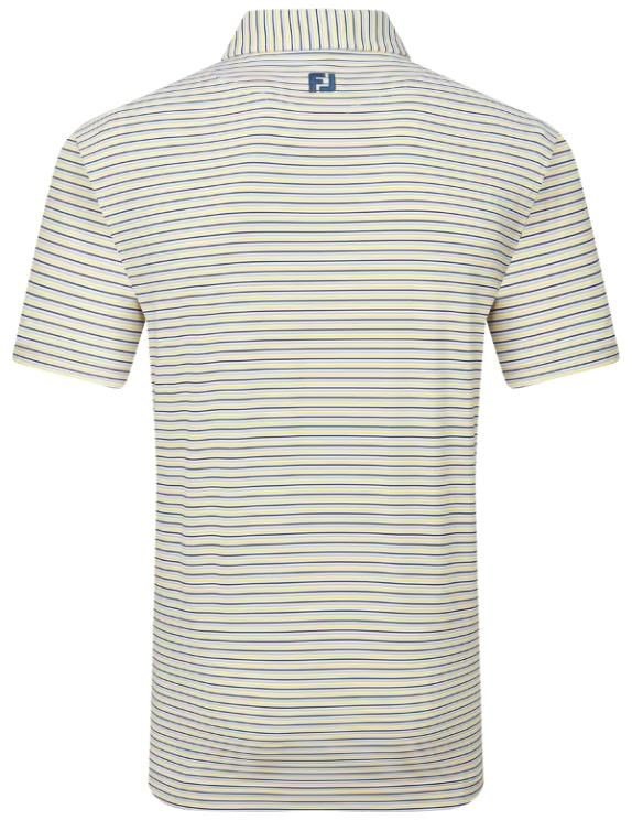 FootJoy Balance Stripe Lisle Herren Poloshirt, white/navy/grey/taxi