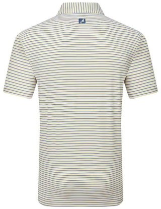 FootJoy Balance Stripe Lisle Herren Poloshirt, white/navy/grey/taxi