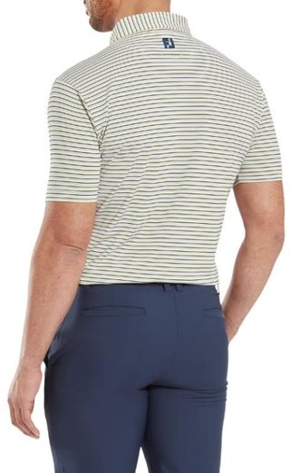 FootJoy Balance Stripe Lisle Herren Poloshirt, white/navy/grey/taxi