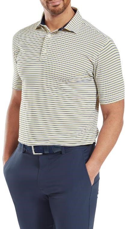 FootJoy Balance Stripe Lisle Herren Poloshirt, blau/weiss/orange
