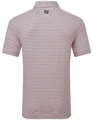 FootJoy Balance Stripe Lisle Herren Poloshirt, white/black/hibiscus/flint