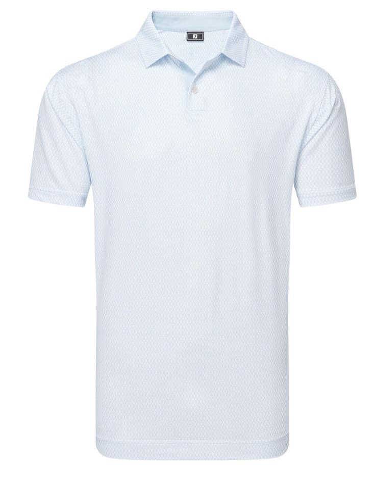 FootJoy Irongate Print Lisle Herren Poloshirt, white/skyway