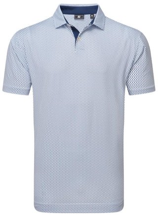 FootJoy Irongate Print Lisle Herren Poloshirt, weiss/dunkelblau