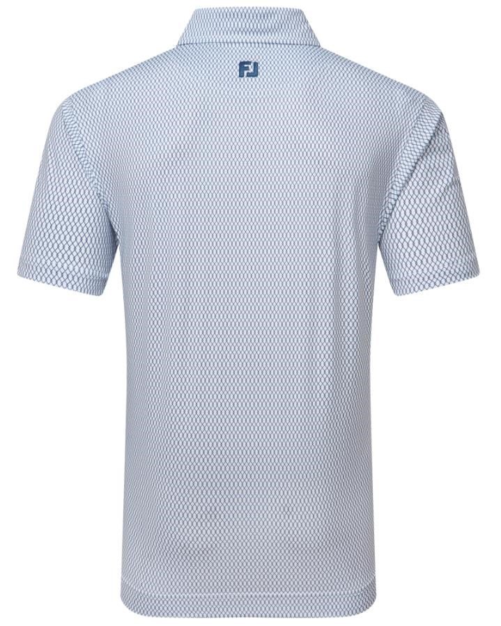 FootJoy Irongate Print Lisle Herren Poloshirt, weiss/dunkelblau