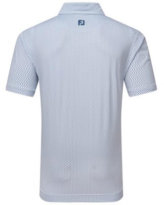 FootJoy Irongate Print Lisle Herren Poloshirt, weiss/dunkelblau