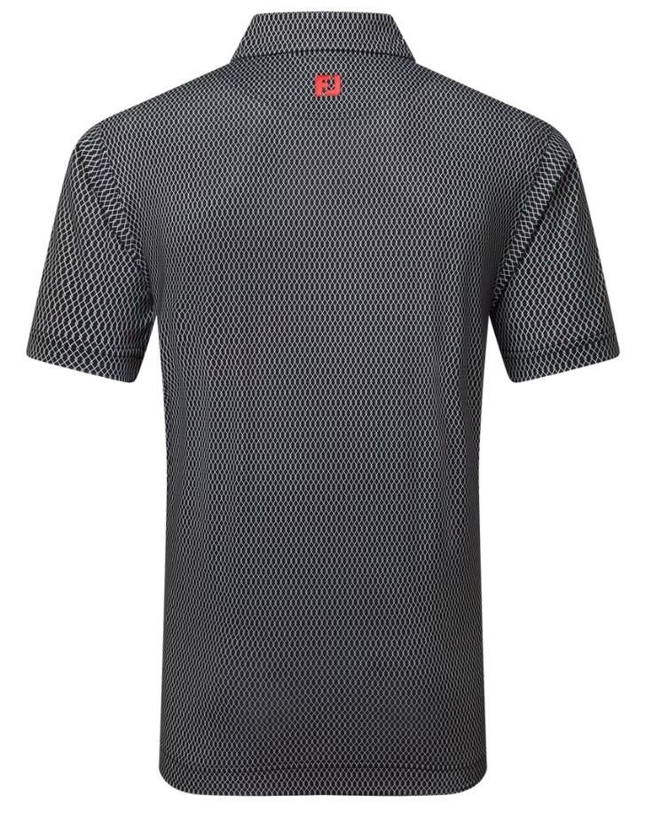 FootJoy Irongate Print Lisle Herren Poloshirt, schwarz/weiss