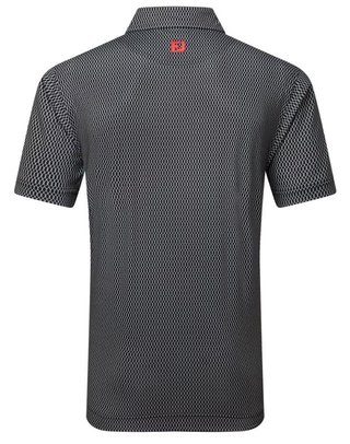 FootJoy Irongate Print Lisle Herren Poloshirt, schwarz/weiss
