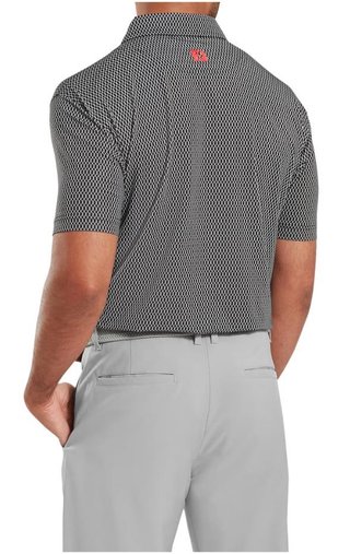 FootJoy Irongate Print Lisle Herren Poloshirt, schwarz/weiss