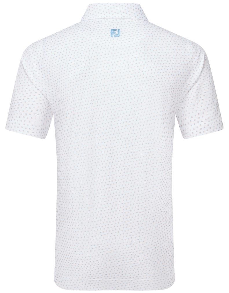 FootJoy Bounce Print Pique Herren Polo, white/orange/blue jay