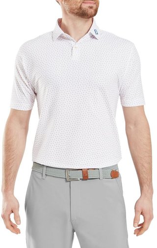 FootJoy Bounce Print Pique Herren Polo, white/orange/blue jay