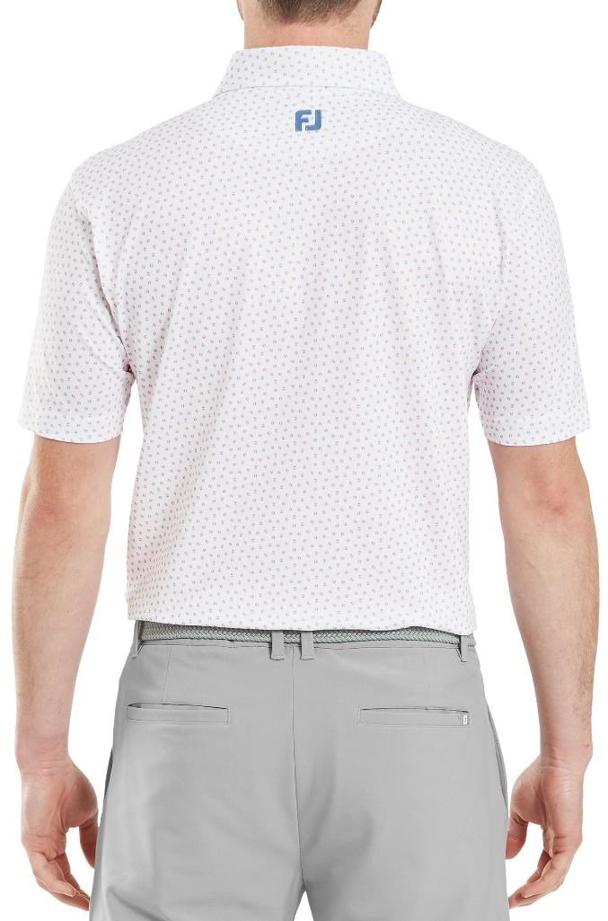 FootJoy Bounce Print Pique Herren Polo, white/orange/blue jay