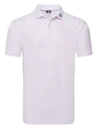FootJoy Bounce Print Pique Herren Polo, weiss/hibiscus