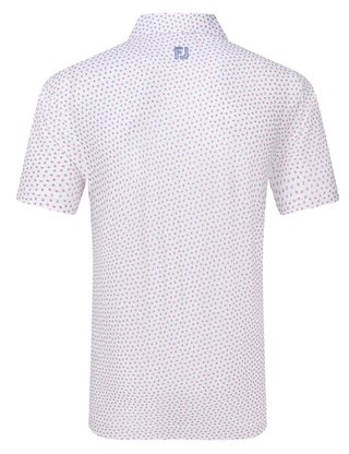 FootJoy Bounce Print Pique Herren Polo, weiss/hibiscus