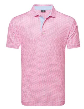 FootJoy Citrus Print Lisle mens polo Herren Poloshirt, rosa