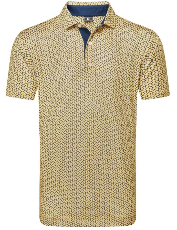 FootJoy Citrus Print Lisle mens polo Herren Poloshirt, taxi/navy